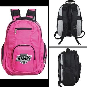LA Kings pink 19” laptop travel backpack / large capacity / padded / NEW w/tags